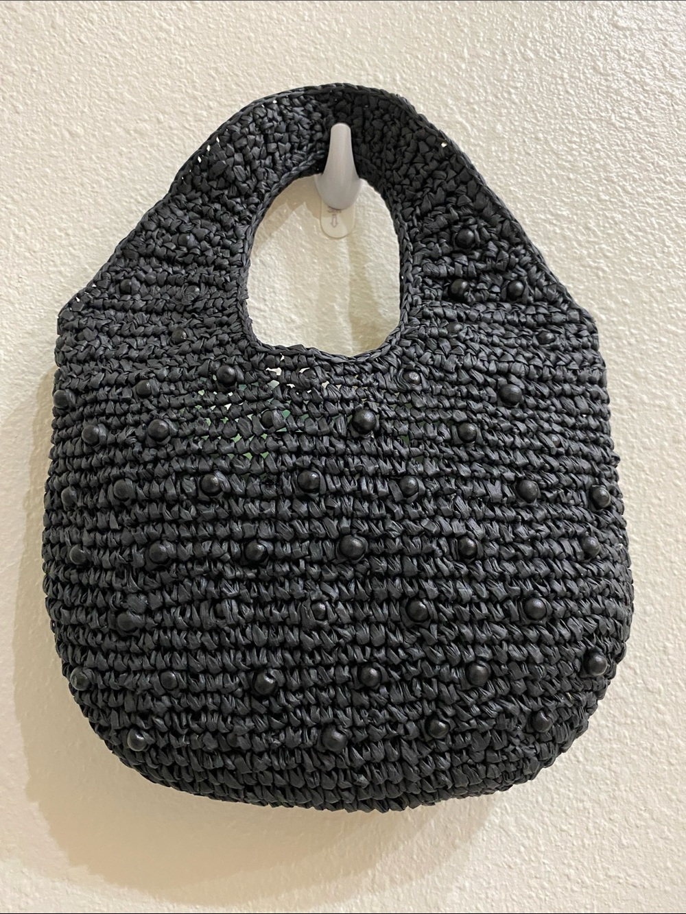 NWT Madewell The Micro Bag in Embellished Straw True Black NQ292